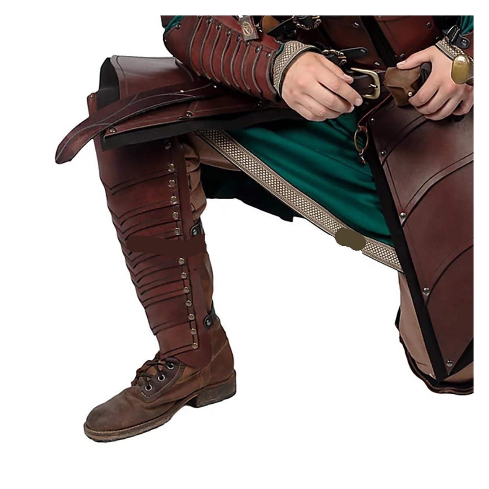 Reitgamaschen LARP Leder Bein Rüstung Greaves Half Chaps Gamasche Ritter Kostüm Kit Cosplay Reiter Schuh Boot Cover for Männer