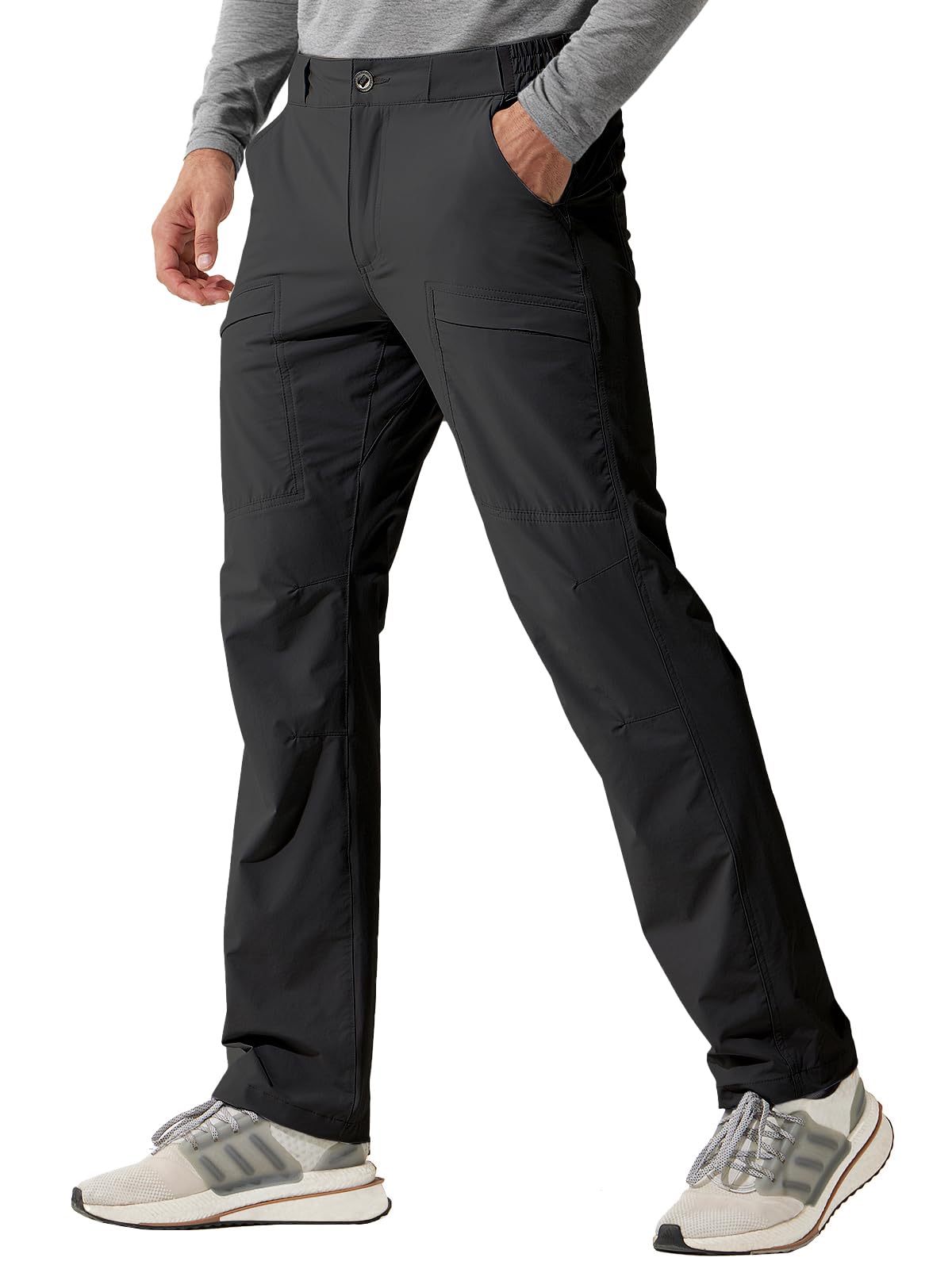 FREE SOLDIER Men's Outdoor Cargo Hiking Pants with Belt Lightweight Waterproof Quick Dry Tactical Pants Nylon Spandex