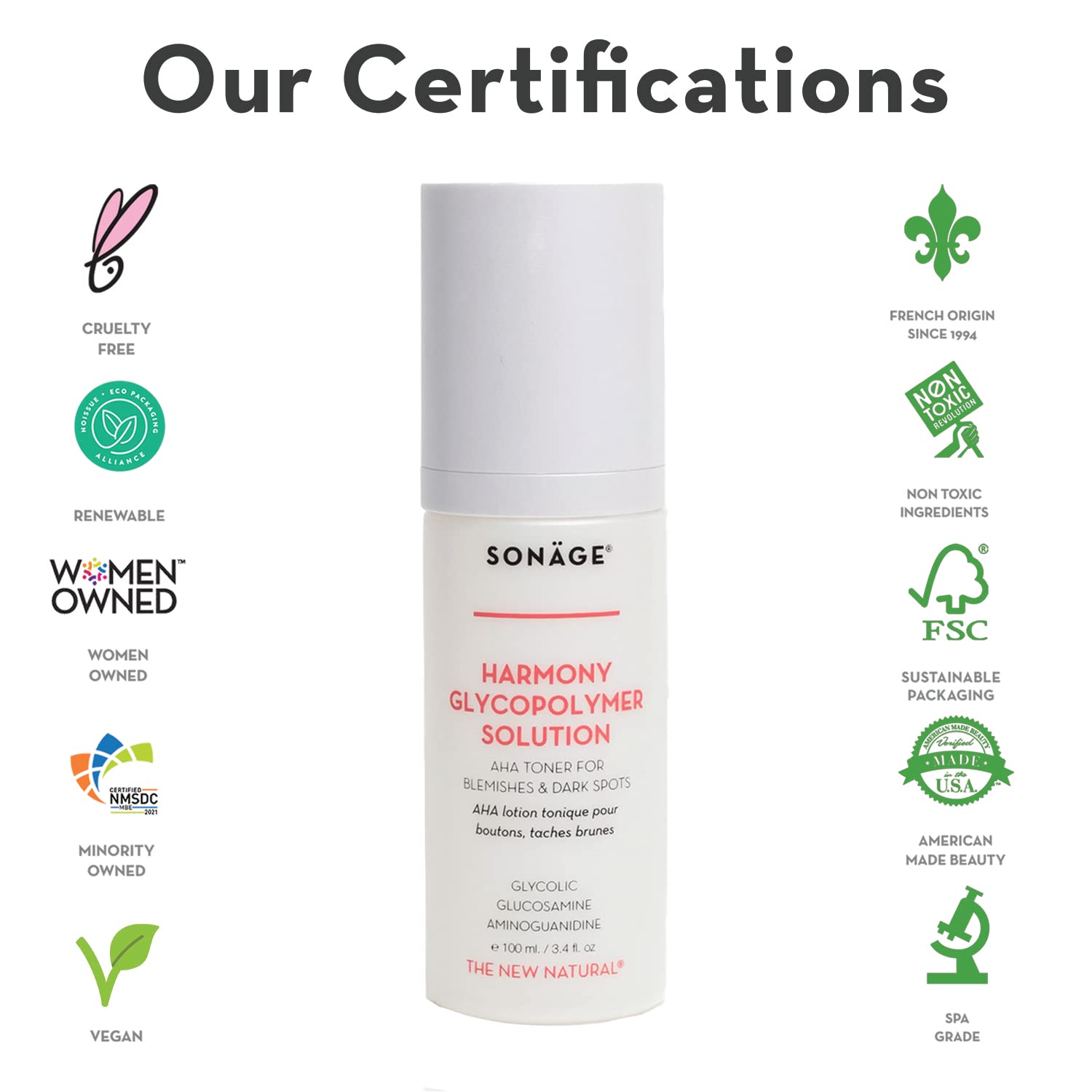 Sonage Harmony Glycolic Peel: Pro Spa Strength Exfoliation for Glowing Skin | Chemical Exfoliant Renews & Refines Texture