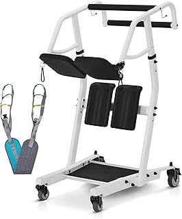 MCombo Stand Assist Patient Lift with Transfer Belt, Patient Transport Unit for Home Care and Elderly Use, 400lbs Capacity, STA446 (Solid Black)