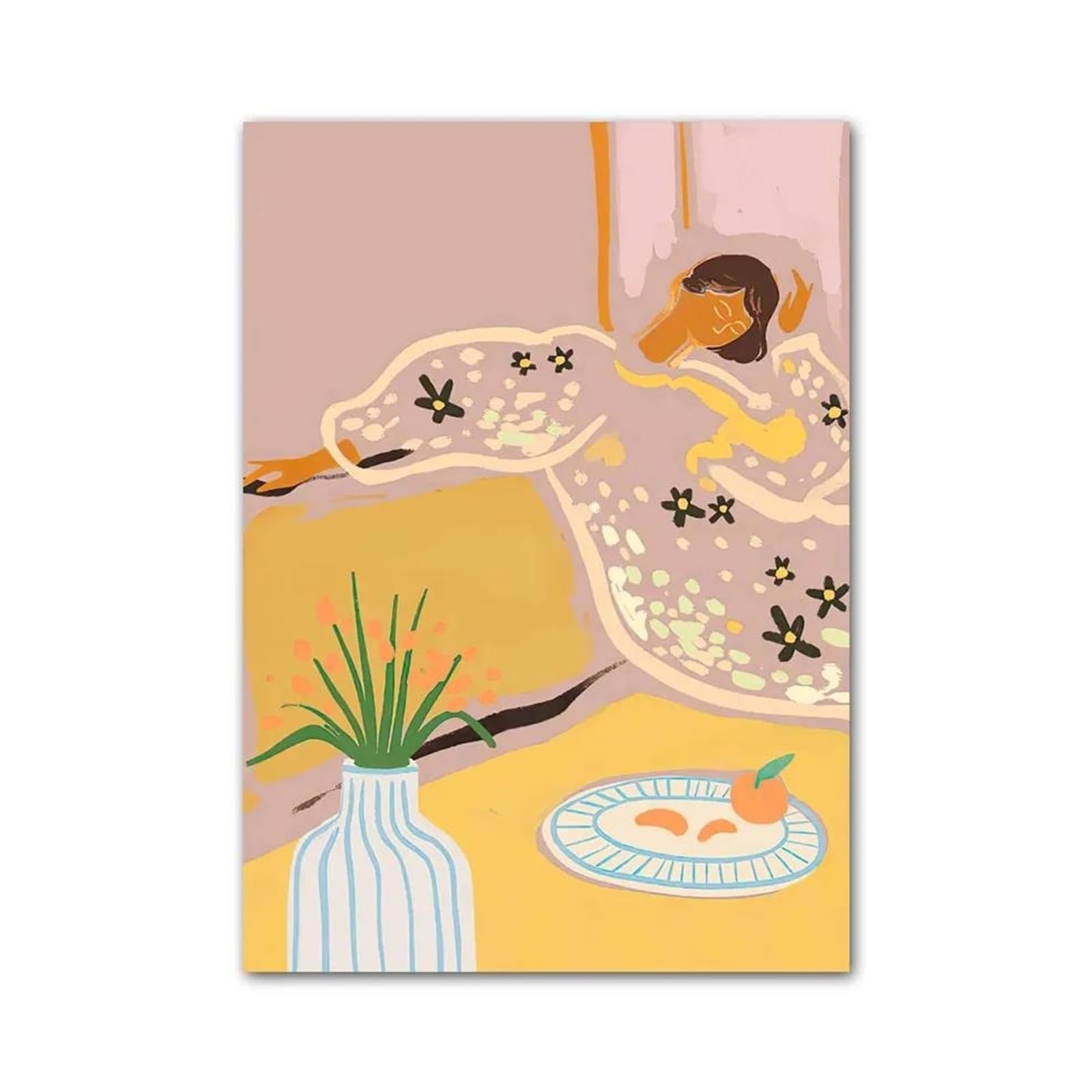 Xenite Girls E Xenit Wall Art Canvas Prints Retro Flower Leaf Vas Abstract Gallery Poster No Fram Wall Art Prints Canvas Painting Pictures For Living Room Decor(,50X70cm)