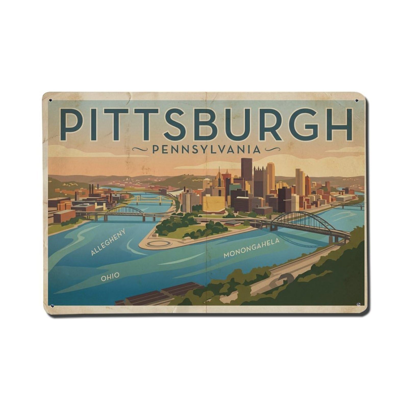 Cxhjca 8X12inch(20X30cm) Travel Vintage Usa Pittsburgh Metal Tin Sign