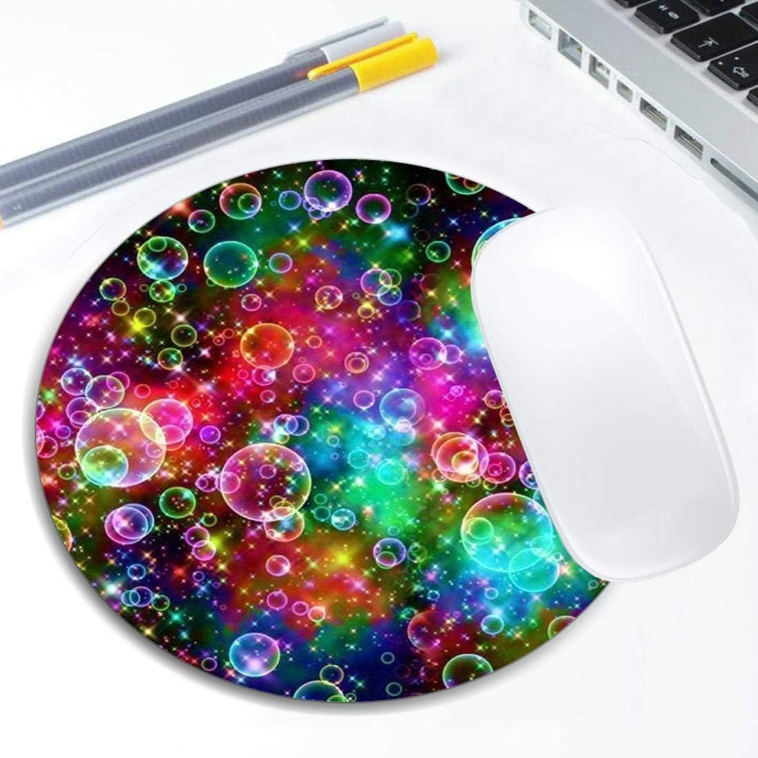 Colorful Bubbles Mouse Pad Round Non-Slip Rubber Mousepad Laptop Office Computer Decor Cute Desk Accessories Customized Design Mouse Pad image 5