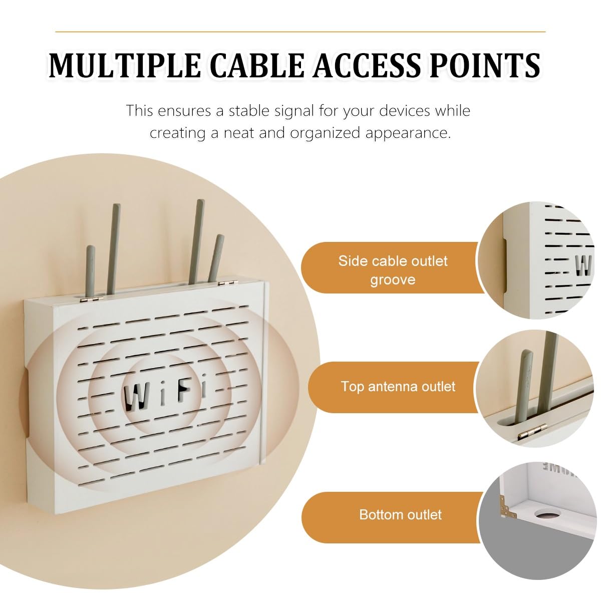 Parete WiFi Box Hider, Power Strip Protector Shelf, Organizer PVC per modem e router, soluzione salvaspazio per armadio per casa e ufficio