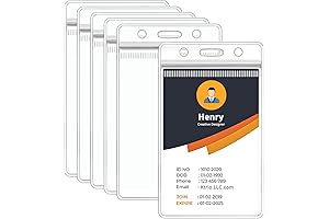 6 Pack Premium Quality Plastic Card Badge Holder with Resealable Zip