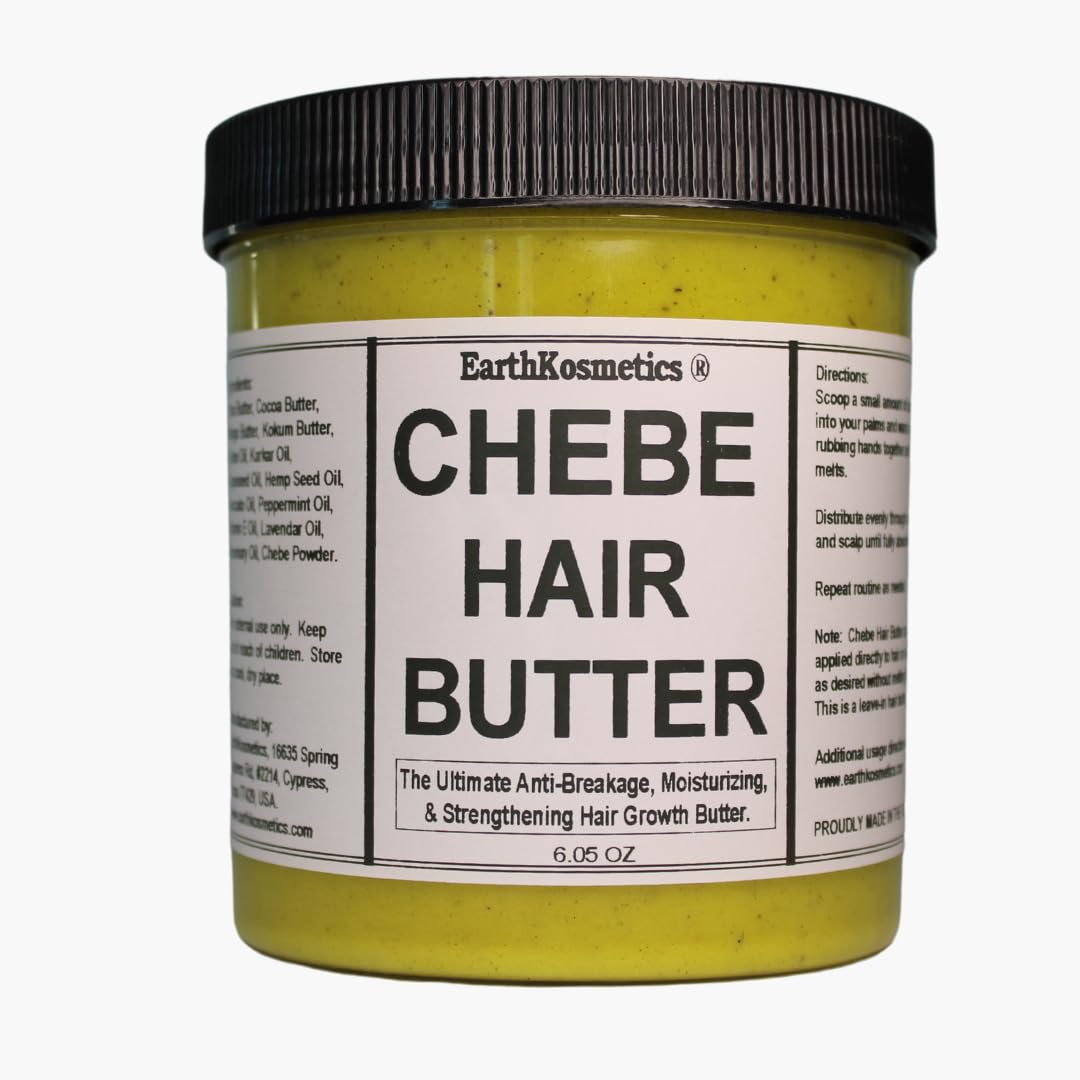 Chebe Butter contains Authentic Chebe Powder, Karkar Oil, Raw Butters, Herbs and Oils. Hair Breakage Solution that Softens, Strengthens, Deeply Conditions and Stimulates healthy Hair Growth, 6.05 oz
