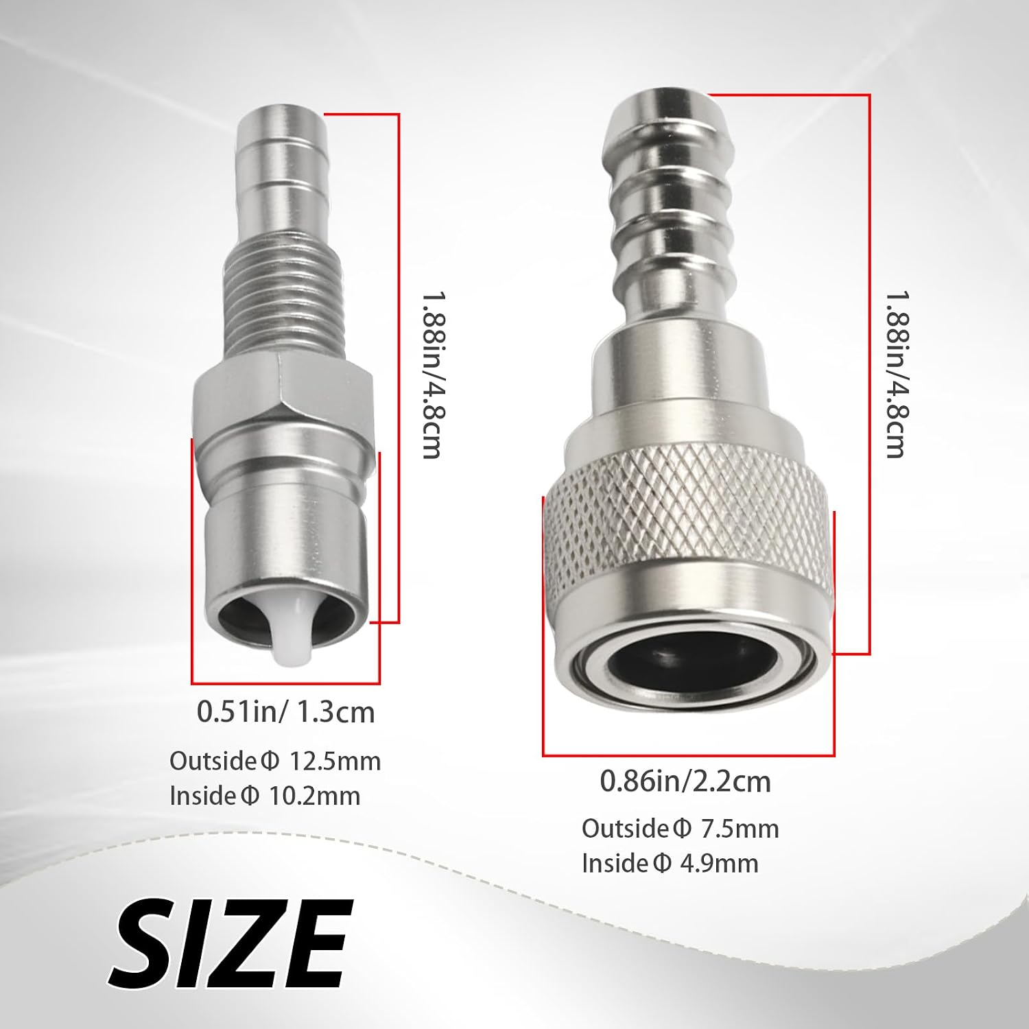 5/16" Boat Fuel Connector Set, Stainless Steel Male Female with Locking Nut, Replacement for Nissan 2/4-Stroke Outboard 5-90HP, Replaces 3B2-70260-1 3B2-70250-1