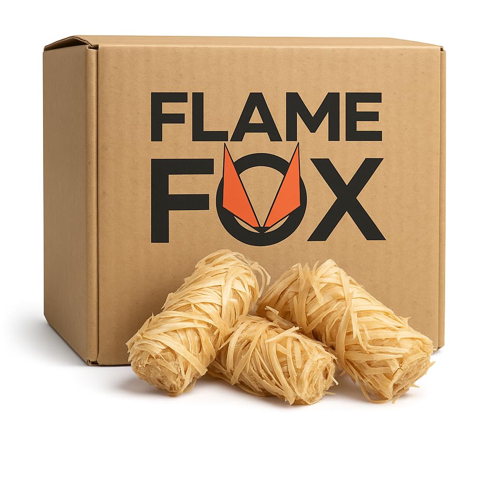 Flame Fox Anzündwolle XXL 3kg aus Öko-Holzwolle & Wachs I Kaminanzünder & Grillanzünder für Kamin, Ofen & Feuerschale I Natürlich, zuverlässig, Lange Brenndauer - 3kg, 5kg oder 10kg Karton