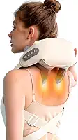 Massageador de pescoço e ombro, massageador de tecido profundo Shiatsu nas costas com calor para alívio da dor, travesseiro elétrico de massagem muscular para amassar a mão humana, presentes