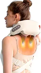 Massageador de pescoço e ombro, massageador de tecido profundo Shiatsu nas costas com calor para alívio da dor, travesseiro elétrico de massagem muscular para amassar a mão humana, presentes