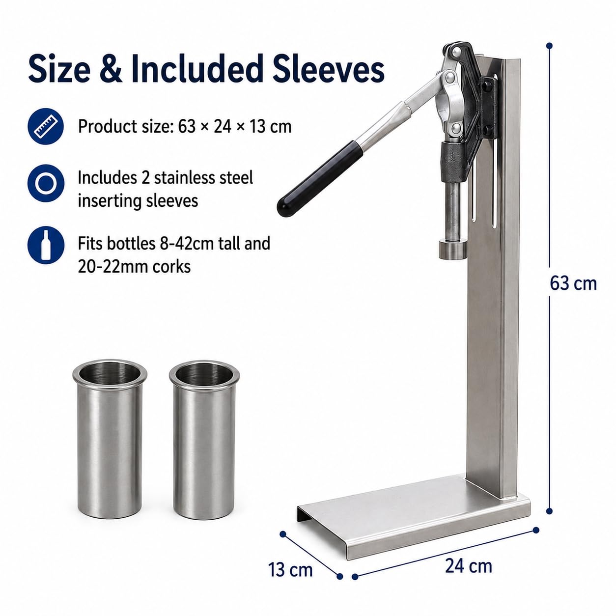 Tappatrice per Bottiglie di Vino, 300 Bottiglie/Ora, Tappi da 20-22 mm