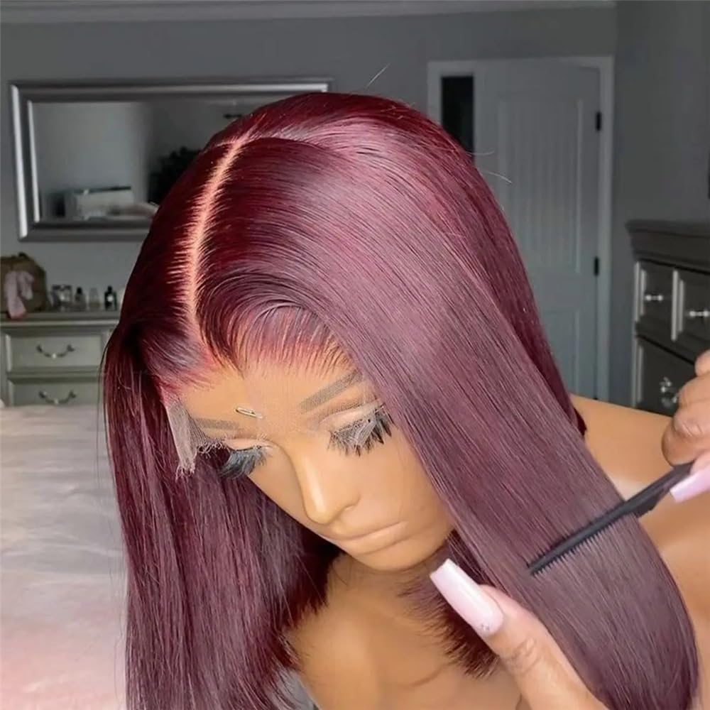 Parrucca Bob 13x4 con capelli umani, parrucche frontali in pizzo trasparente pre-pizzicate senza colla, for donne nere Soffice e Naturale