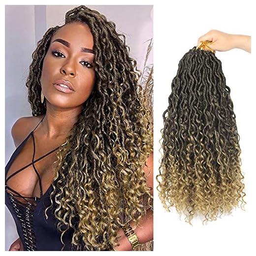 Mebeli Ombre Blonde Curly Goddess Locs Crochet Hair 18 Inch for Black Women Faux Locs Crochet Hair With Curly Wavy Hair Style Hippie Locs Synthetic Braids Pre Looped River Curls Bohemian Hair