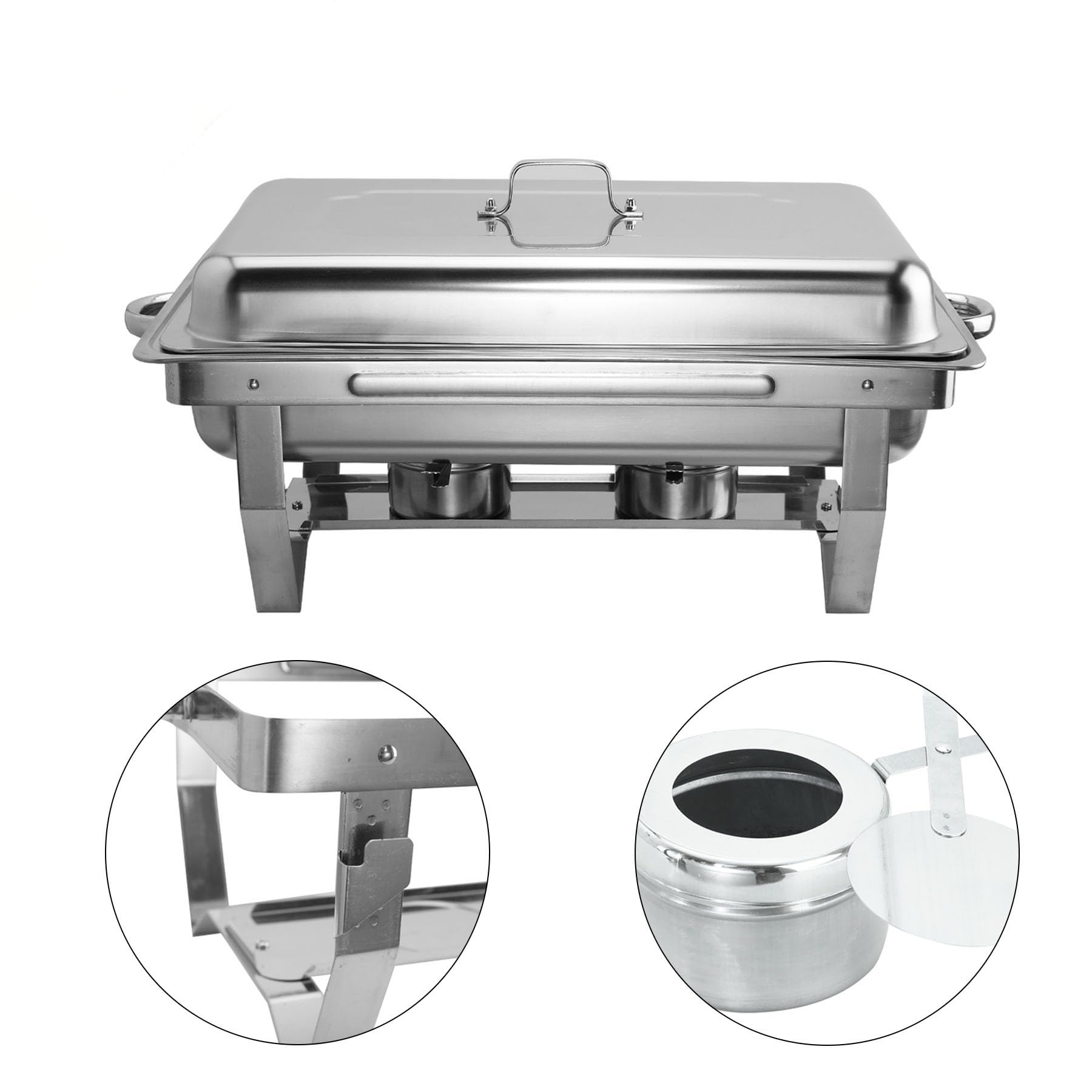 WILPREP Lightweight Chafing Dish Buffet Set, Rectangle Stainless Steel Food Warmer with Lids Food Pans Bain Maries and Fuel Holders, 9L Buffet Serving Utensils for Restaurant Catering Parties Weddings
