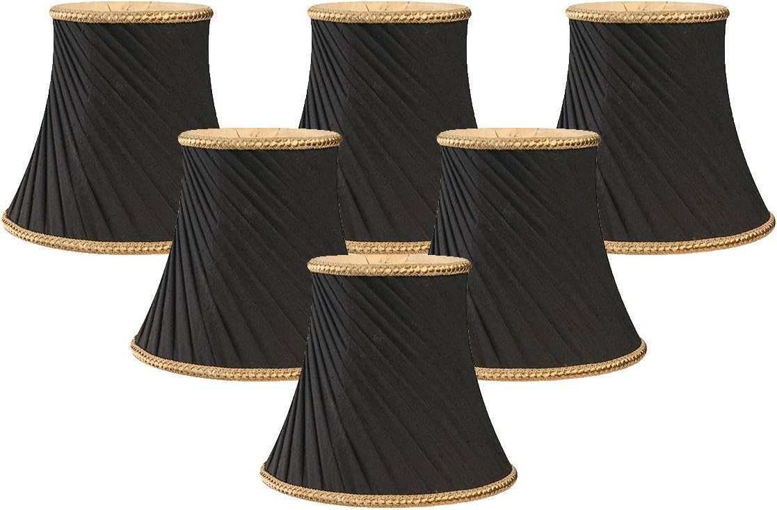 Royal Designs, Inc. CS-507BLK-6 Twisted Bell Chandelier Shade with Decorative Trim, 3 x 5 x 4.5, Black, 6-Pack