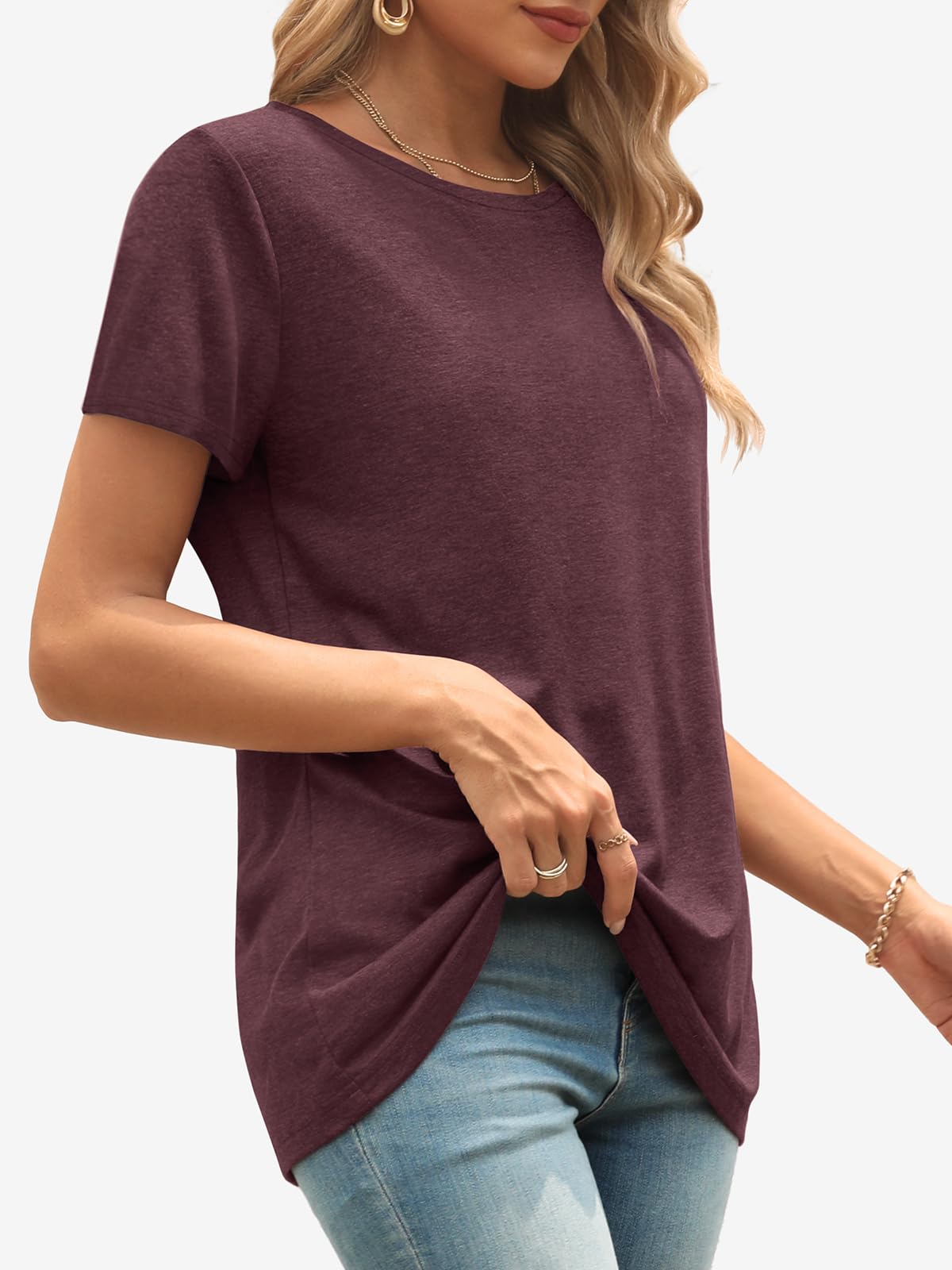 ATHMILE Camiseta de verano para mujer, de manga corta, a la moda, para profesores, primavera, playa, vacaciones, moda