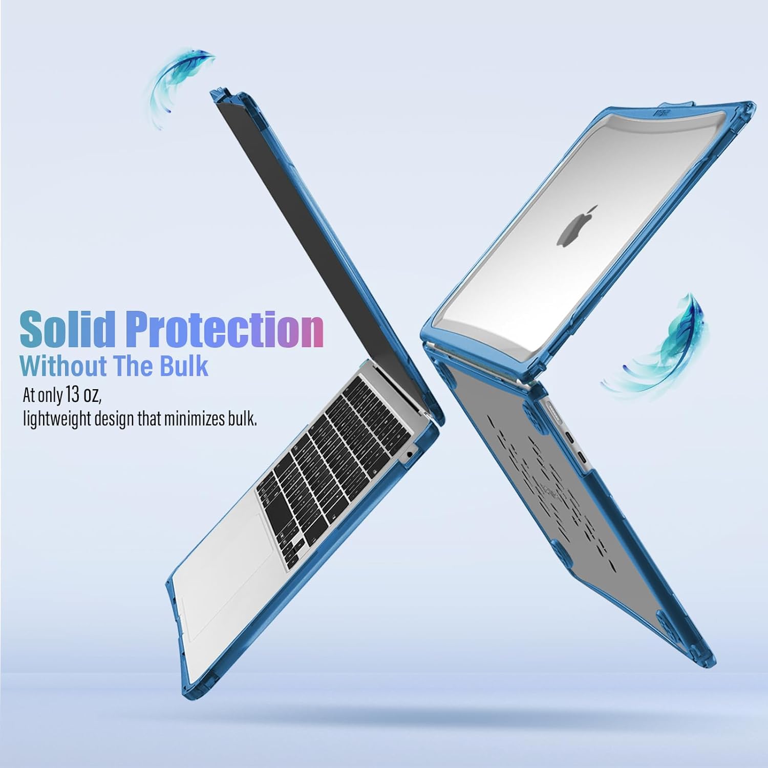 IBENZER Hexpact Compatible with 2025 2024 2023 2022 MacBook Air 13 inch Case M4 A3240 M3 A3113 M2 A2681, Heavy Duty Case & KeyboardCover & ScreenFilm for Mac Air 13.6, Blue, HPE-KK-NVBL+2