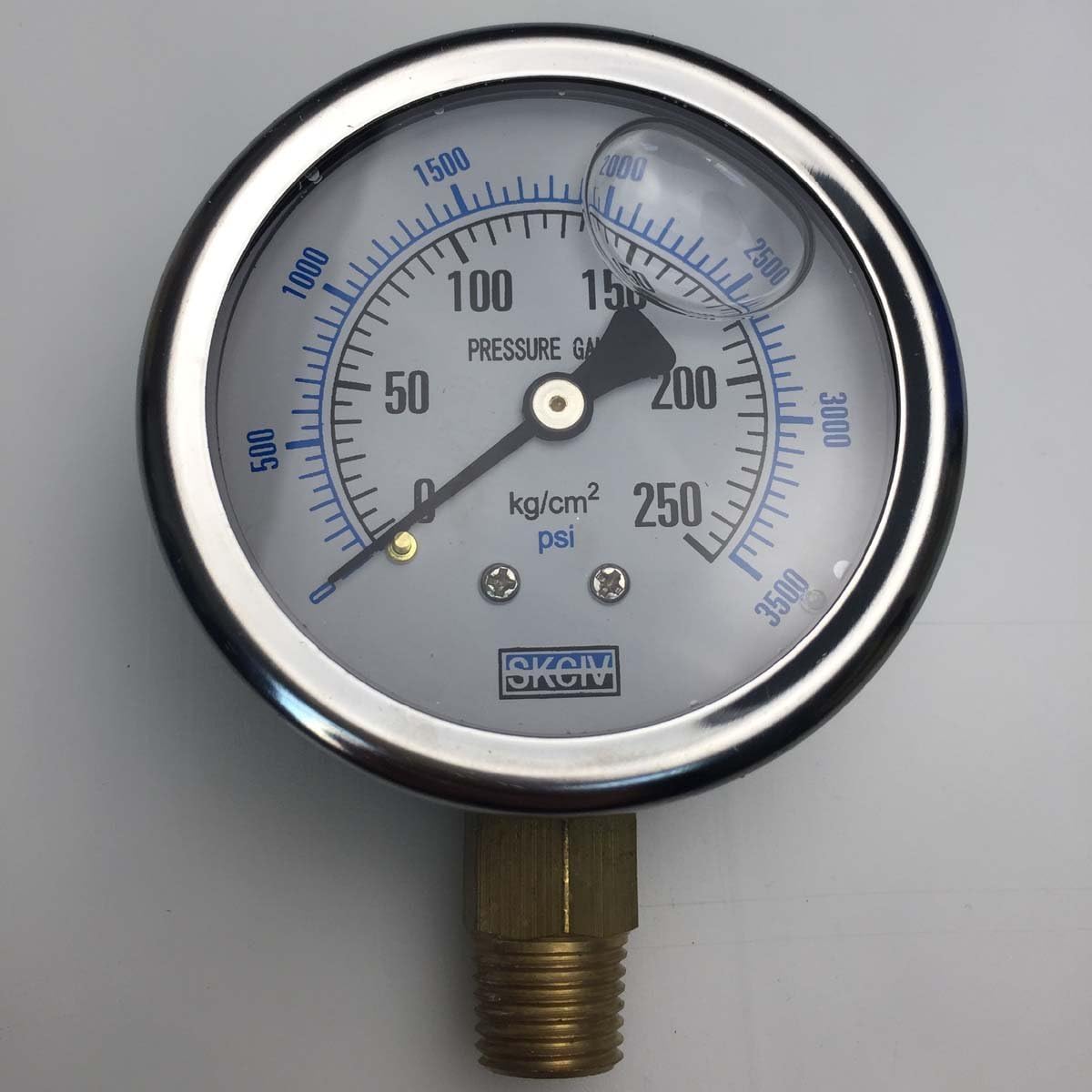 Malida Stainless Dual Scale Water Pressure Gauge，Seismic Liquid Filled Pressure Gauge，Vacuum pressure gauge ，negative pressure table With 1/4 Thread. (250kg(3500psi))