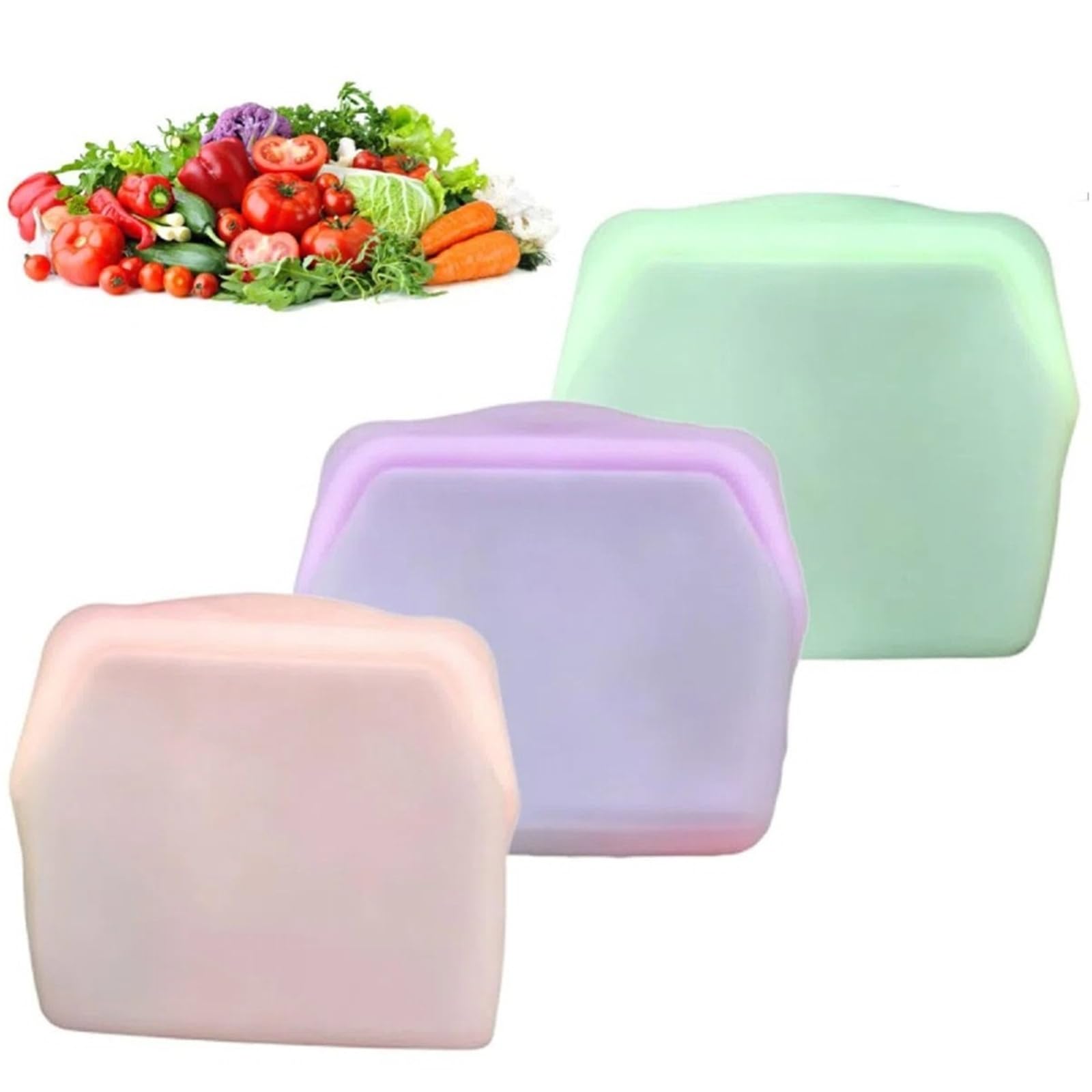 Sacchetti per alimenti in silicone, riutilizzabili, senza BPA, a prova di perdite, per cucina, congelatore verticale, capacità 1000 ml, per preparare pasti e snack