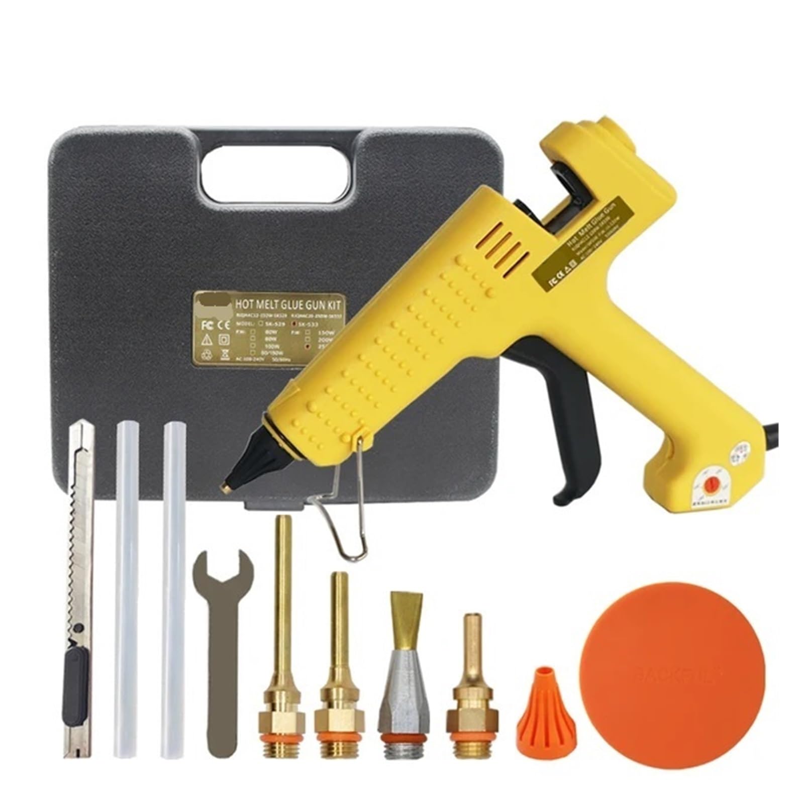 Heißklebepistolen-Set, 250 W, einstellbare Temperatur, Heißklebepistole, Werkzeugkasten, Thermostate, DIY, professionelle industrielle(Set B)