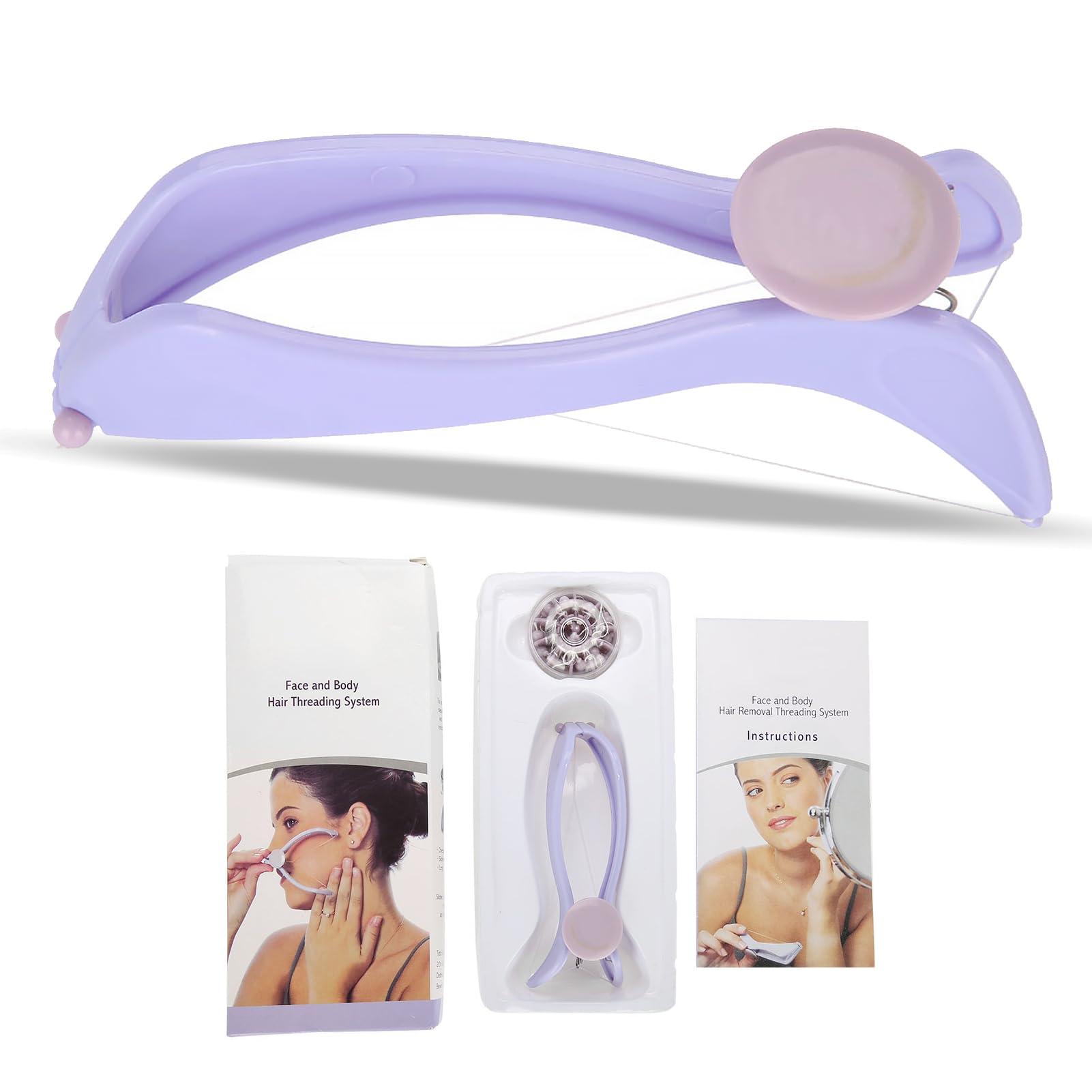 Facial Hair Epilator for Women, Comfortable Ideal Threading Hair Removal Epilator Facial Neck Hair Removing Tool with 10 Cotton Lines (Blister Pack)