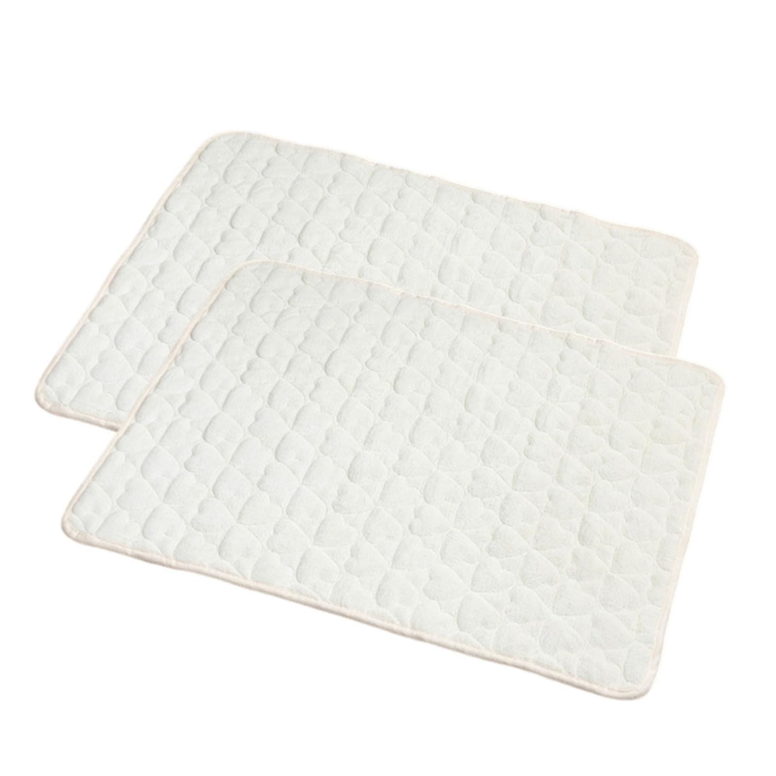 FANSU 2pc Plush Absorbent Puppy Pads, Color Non-Slip Waterproof Puppy Training Pads Reusable Dog Mat Washable Dog Training Pads Puppy Pads for Couch Cover, Floor Protector (70x50cm,White)
