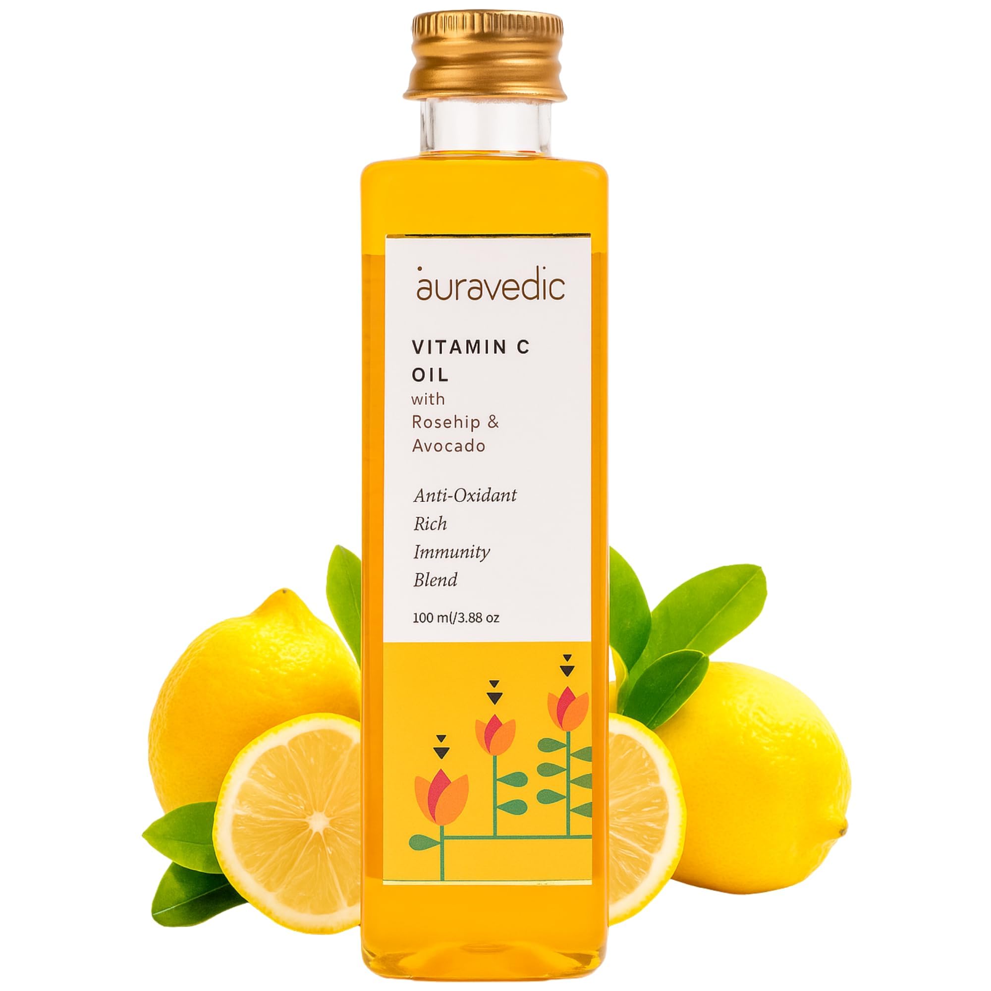 Auravedic Vitamin C Serum For Glowing Skin Men Women 100ML Vitamin C Moisturizer For Face Oil Body Oil After Bath For Daily Use With Vitamin e Avocado Grapeseed Almond Oil Best Moisturizer For Skin