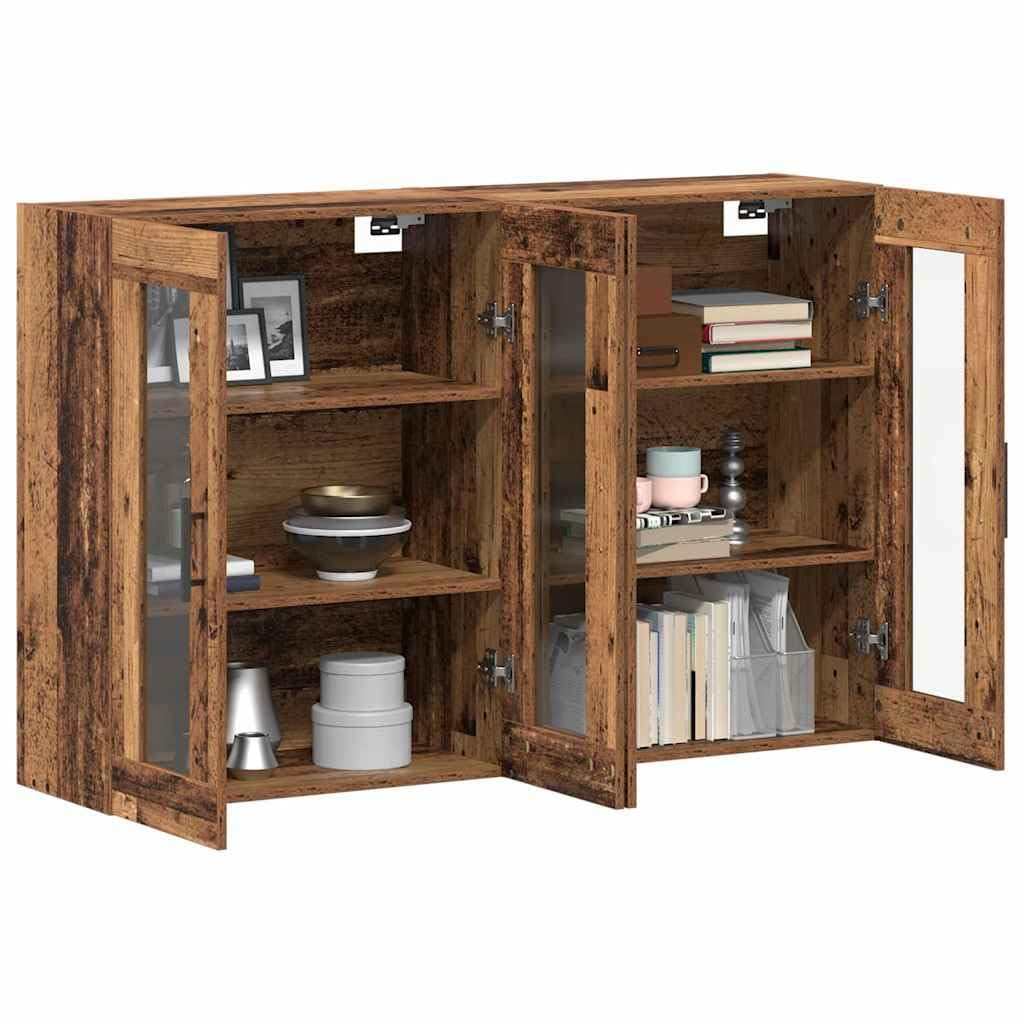 Lot de 2 armoires murales en bois vieilli 69,5 x 34 x 90 cm avec porte en