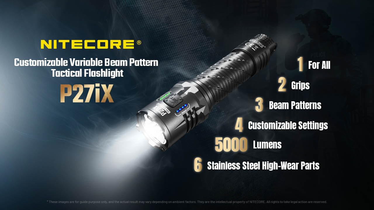 best rechargeable tactical edc police duty flashlight Wuben D1 Flood Includes duty belt holster Nitecore P27iX 5000 Lumen Tactical
