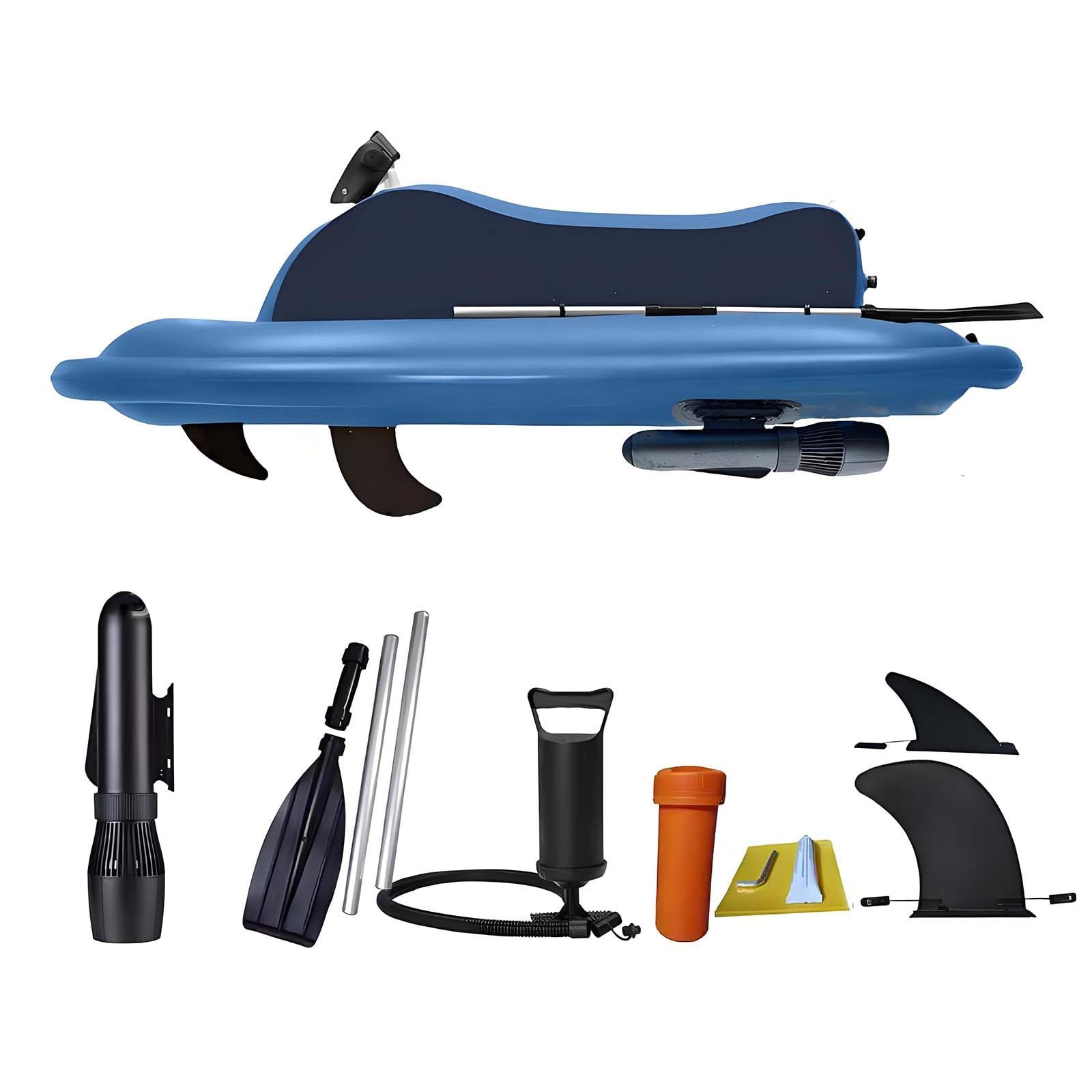 QFGain Electric Inflatable Boat with 500W Underwater Scooter, Foldable Motorized Kayak for Diving, Snorkeling, Fishing, Lakes and Paddle Boards Boat+500W10A