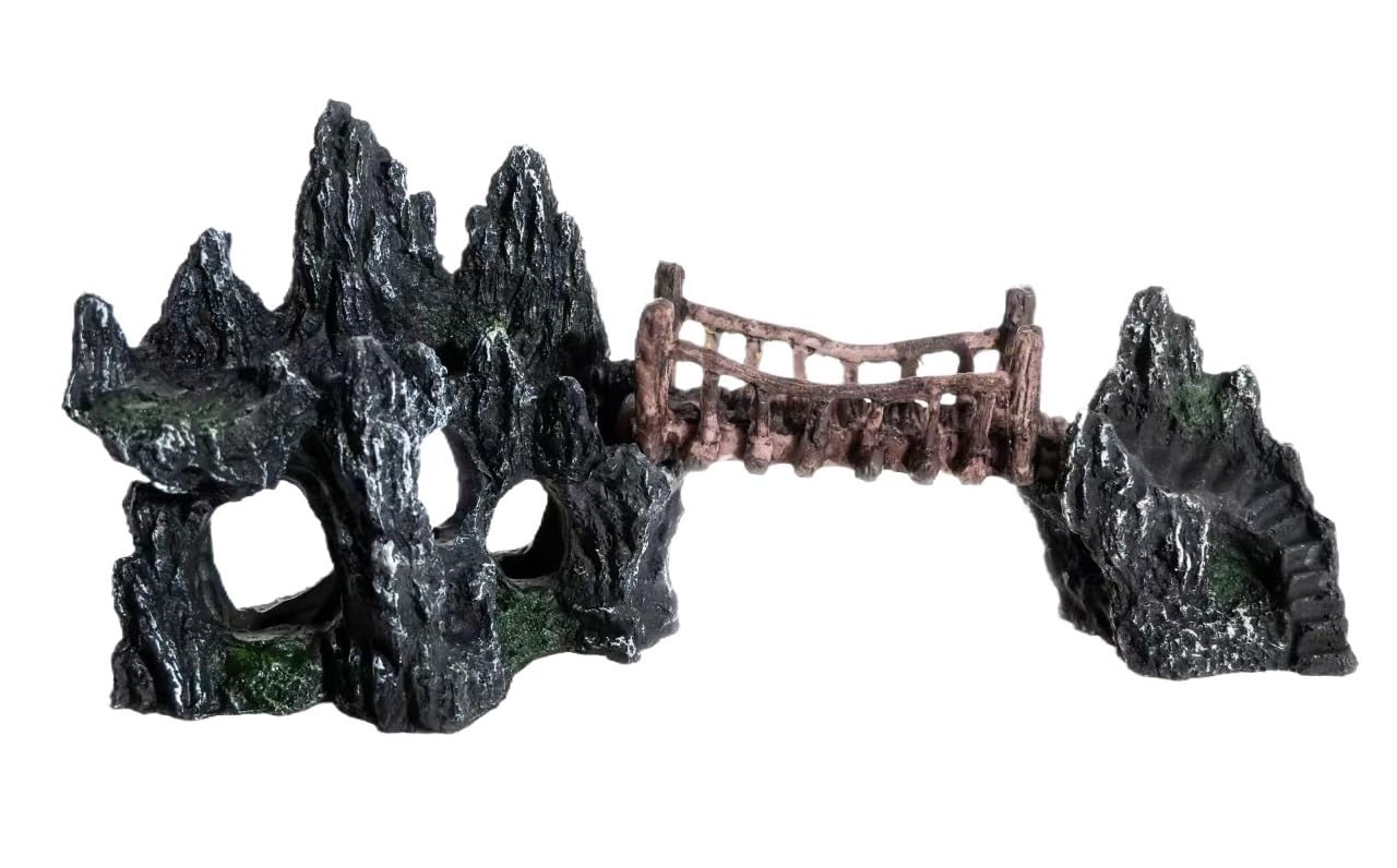 Wyvix 2Pcs Aquarium Caves and Hideouts, Heavy Realistic Fish Tank Rocks, Inert Reptile Hide Cave and Shrimp Hideaway for Corner Decor(38)