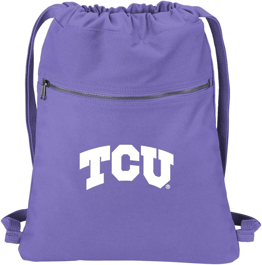 Broad Bay Texas Christian University Drawstring Backpack RICH CANVAS TCU Cinch Bag