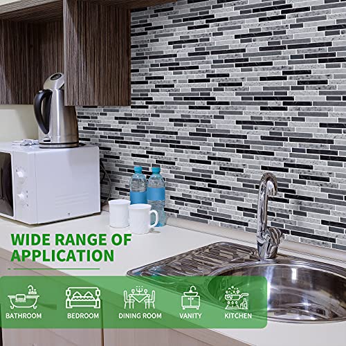 Longking 10-Sheet Self-Adhesive Peel And Stick Backsplash For Kitchen, Vinyl Decorative Tiles (Gray) #TOP2