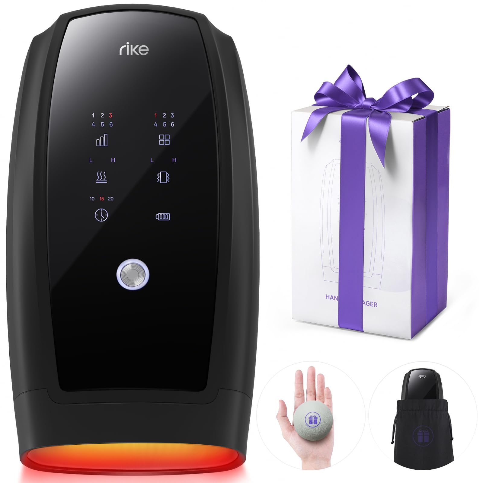 Photo 1 of RIKE Hand Massager, 6 Modes 6 Intensities Hand Massager with Heat and Compression Arthritis and Carpal Tunnel, Mothers Day Gifts for Women Men (Black)