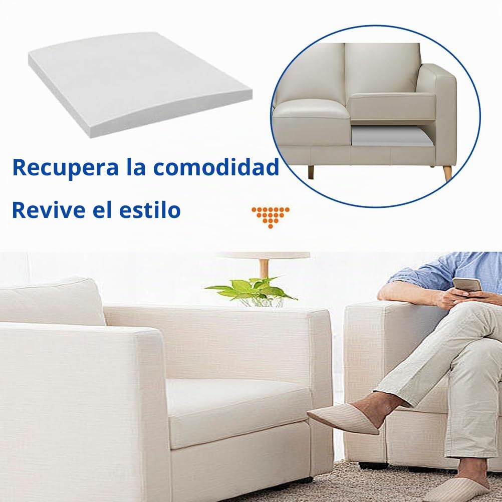 Genérico Tablas De Soporte para Sofá Resistentes para Asientos Hundidos, Cojín De Espuma De Tapicería De Alta Densidad,Cojín De Repuesto para Colchón De Sofá Cama Esquinero,Gris,4seats