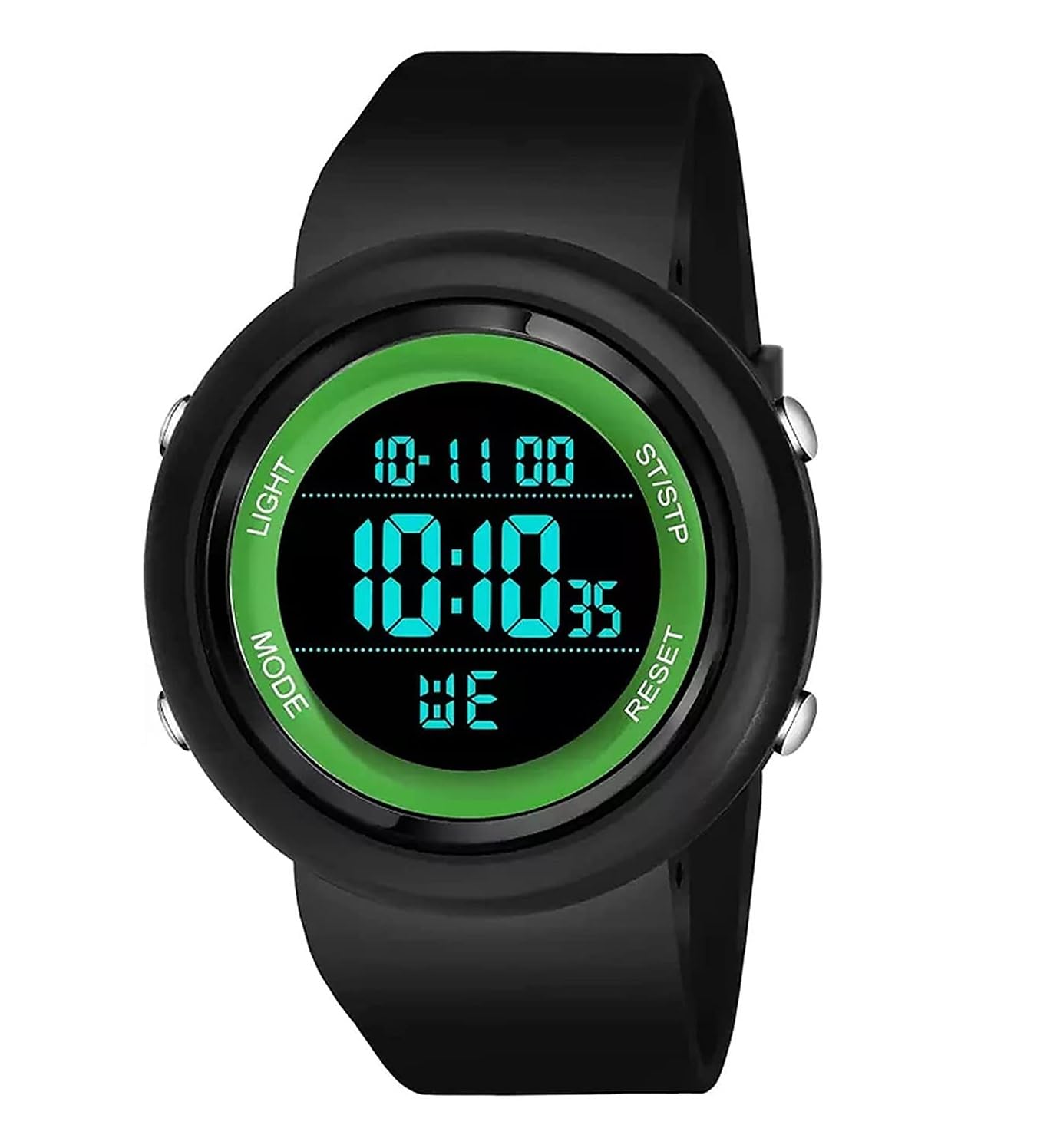 MOOVER Digital Round Black Dial Men's and Boy's Gym Running Sports Day & Date Alarm Watch Silicone Rubber Strap