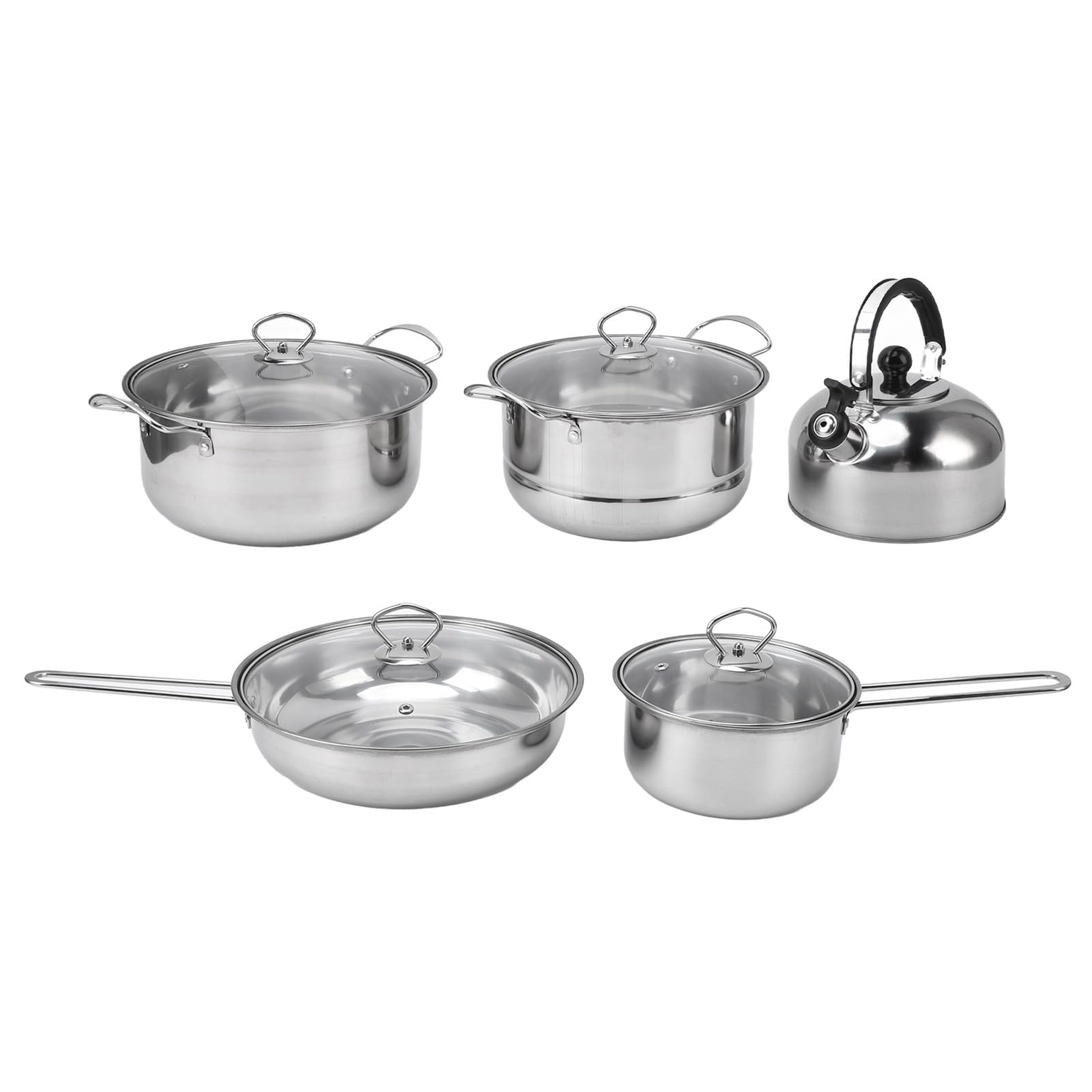 Set di Pentole in Acciaio Inossidabile Addensato per Domestica, Set di Pentole Antiaderenti, di Padelle per Zuppa di Pentola per Latte Equisite, per Appassionati di, 13 Pezzi