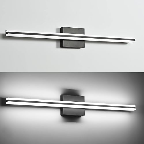 Miniatura 5 de SOLFART Lámparas de tocador de baño negras de 31.9 pulgadas para espejo de baño, barra de luz LED negra mate, 6000 K ND