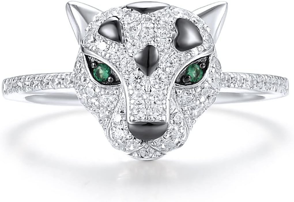 Santuzza Panther Ring 925 Sterling Silver Leopard Rings Cubic Zirconia Green Spinel Jaguar Jewelry - Image 2