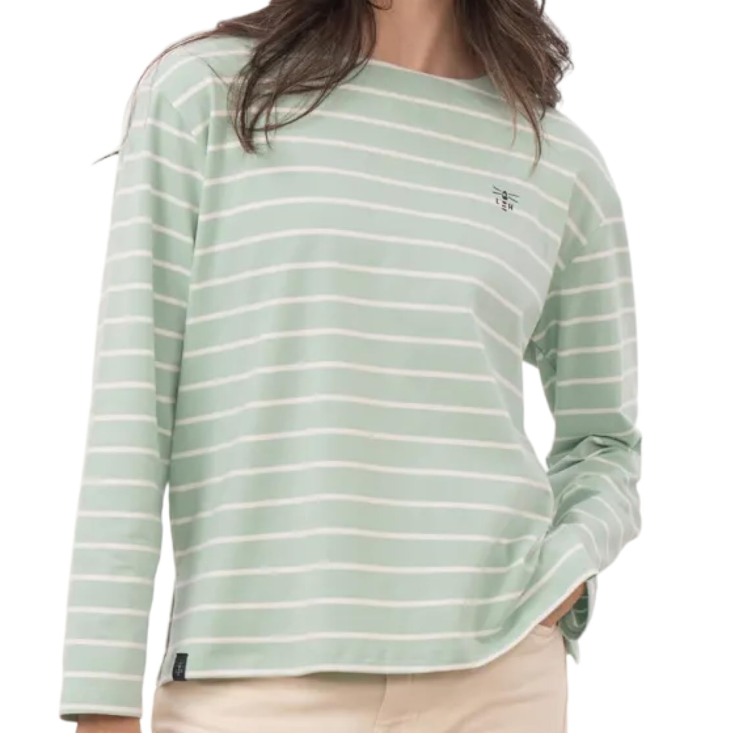 Lighthouse Clothing Women's Pale Green Causeway Breton Long-Sleeved Top In | Size: 10