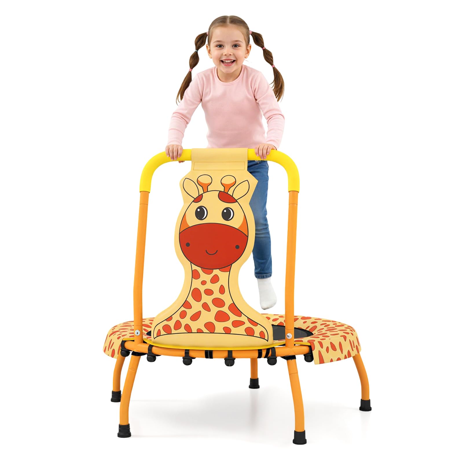 COSTWAY φ71cm Trampoin Kinder, Min-Trampolin mit Griff & Randabdeckung, Kindertrampolin mit Astronauten-Motiv, Fitness Trampolin Indoor, Trampolin-Rebounder für 3-6 Jahren Jungen & Mädchen