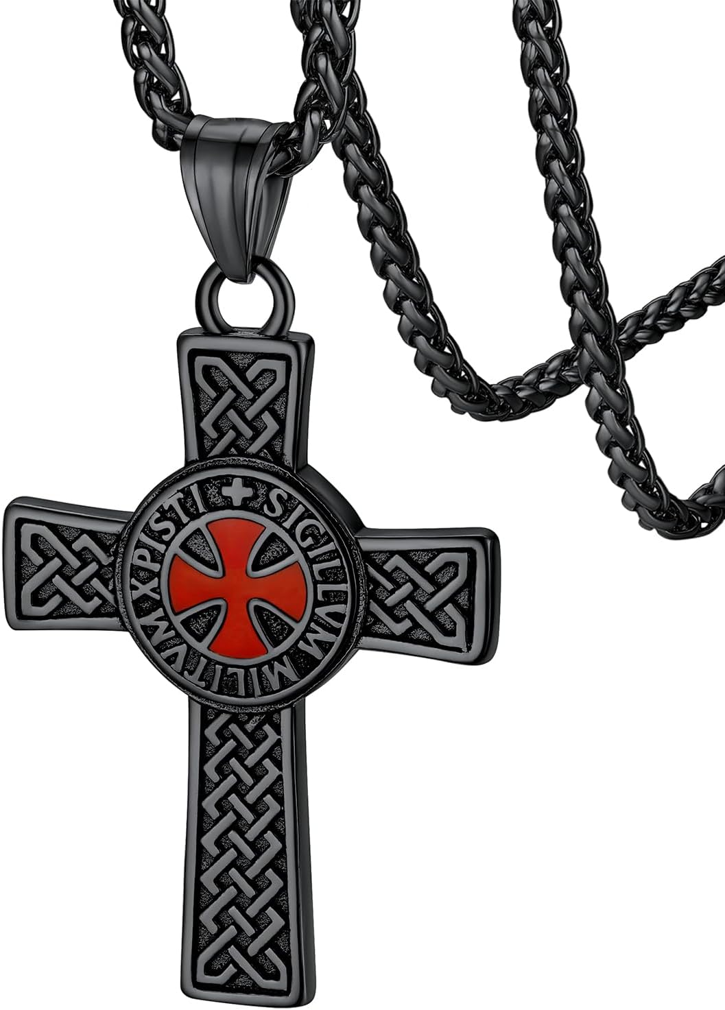 Knights Templar Necklace for Men, Christian Necklace for Men Stainless Steel Pendant Neckalces Christian Gifts with Gift Box