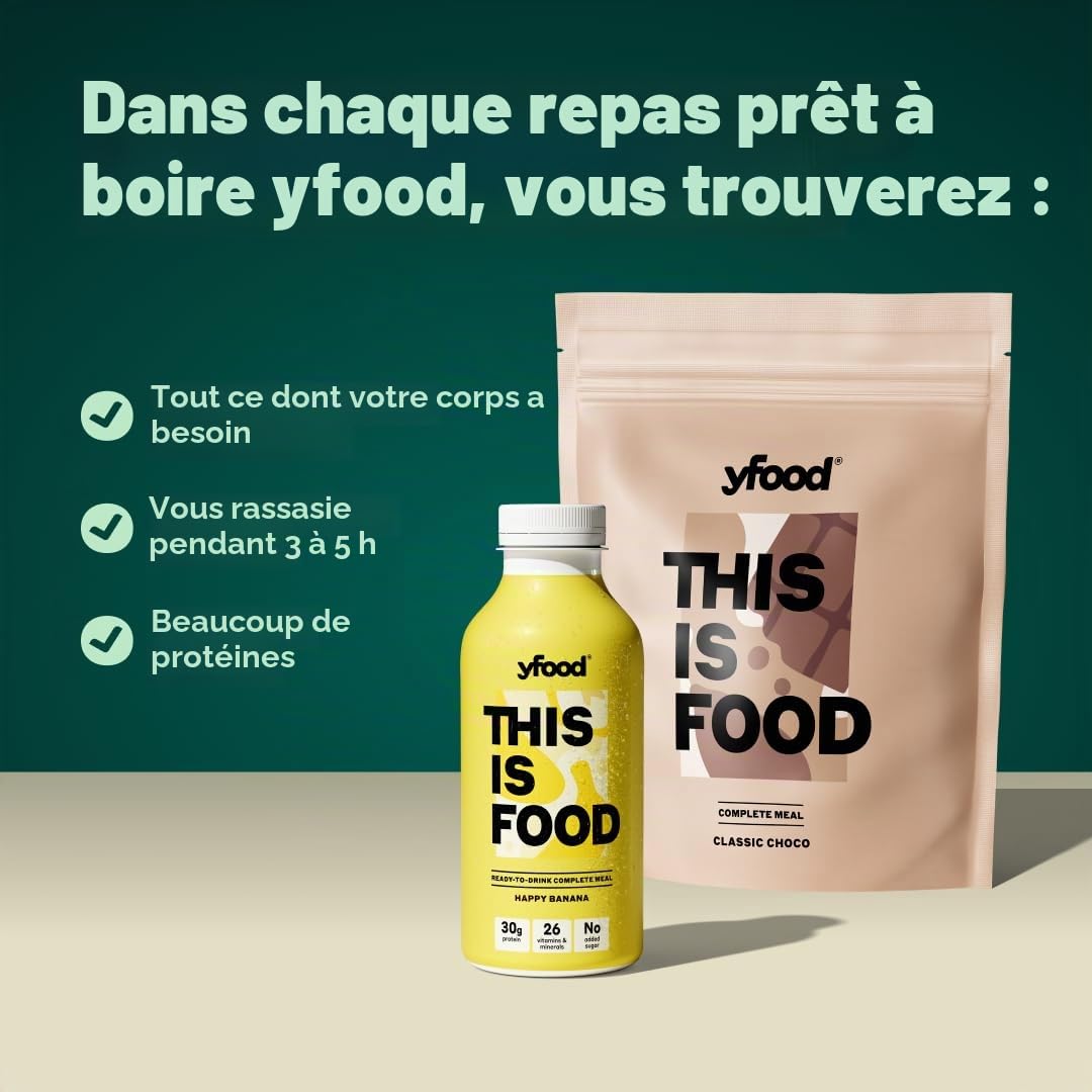 yfood Repas en Poudre, Pack Découverte 10 repas/5 variétés, 25g protéines | Repas complet en 2 min – 25g de protéines et 26 vitamines & minéraux pour une alimentation équilibrée à tout moment.