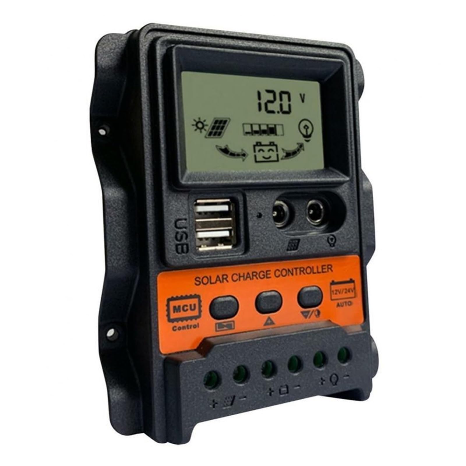 Controlador De Carga Solar PWM, Pantalla Corriente CC Dual, Panel 12V/24V, Regulador Batería Con Puerto USB(20A)