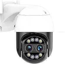 Câmeras de segurança sem fio Câmera de segurança binocular 4K 8MP ao ar livre WiFi PTZ lente dupla 4MP HD vigilância CCTV câmera IP AI rastreamento P2P IP66 para segurança doméstica/externa (Color :