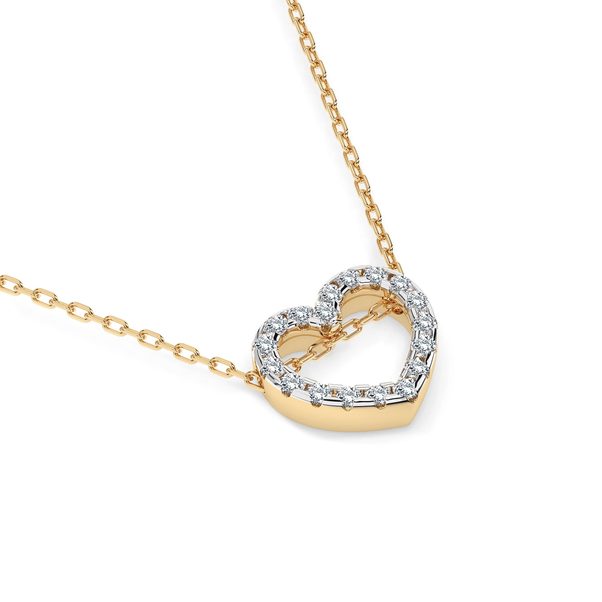 EDELIND Collana Donna con Ciondolo a Cuore in Oro 14k con 18 Diamanti 0.09 ct - Catenina Forzatina per Donna e Ragazza - Regalo Romantico
