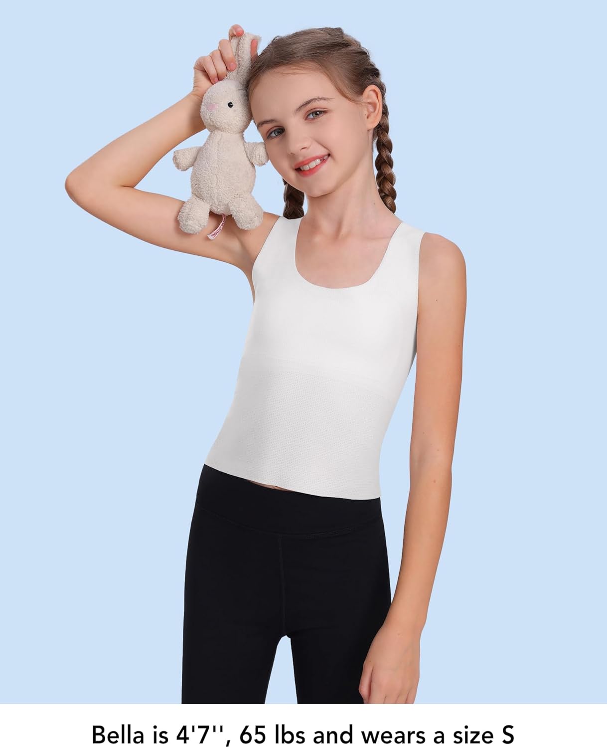 SALIA GIRL Training Bras for Girls 6-11 Seamless Starter Bras Tank Sports Bra 8-10 No Pads, Double Layer on Chest - Image 3