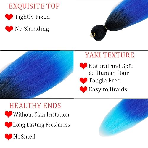 Miniatura 4 de Extensiones de cabello trenzado preestiradas de 26 pulgadas, 6 piezas, cabello trenzado de ganchillo profesional para trenzas de caja, extensiones