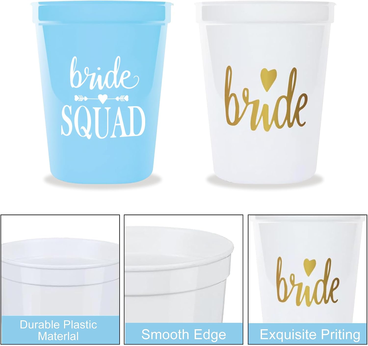 PartyGifts&beyond Bachelorette Party Cups 13packs Bride Squad Plastic Cups for Bridesmaid Bridal Shower Wedding Decorations