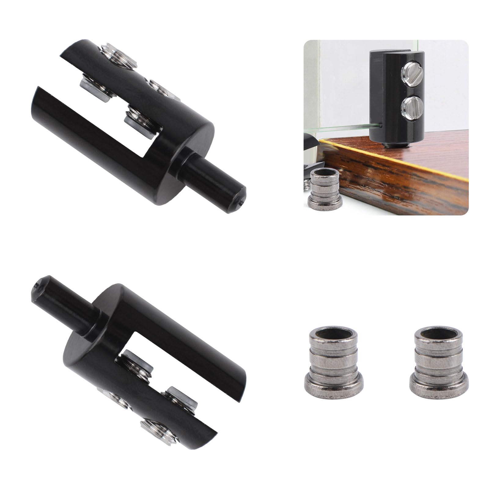 Charnière de porte en verre sans cadre de 5-6 mm avec goupille en laiton réglable (Lot de 2)